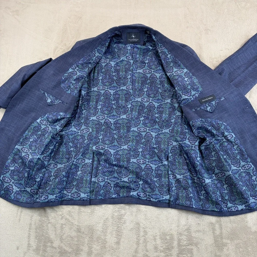 Tailorbyrd Stretch Fabric Sport Coat Blazer in Denim Blue Men 44R‎ 2-Button NWT